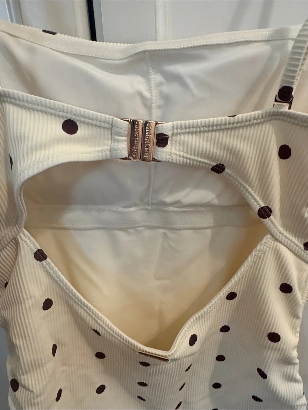Cream Polka Dot One-Piece Swimsuit with Side Ties